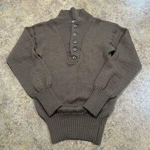 Vintage US Army Sweater Mens Medium Wool Henley OD Pullover Military USA 80s